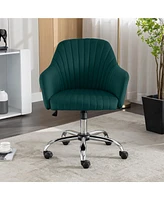 Simplie Fun Modern Velvet Accent Chair with Adjustable Height and Casters (Green)