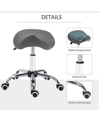 Streamdale Furniture Cozy Roll-Saddle Stool: Height-Adj. Pu Leather Spa Swivel Chair