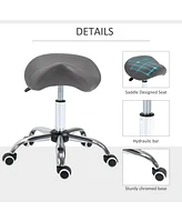 Simplie Fun Cozy Roll-Saddle Stool: Height-Adj. Pu Leather Spa Swivel Chair