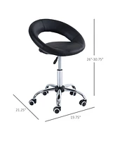 Streamdale Furniture Crescent Salon Stool with Height Adjust, Breathable Back, Foam Seat, 5 Casters