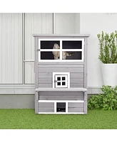 Streamdale Furniture 3-Story Outdoor Feral Cat House with Escape Doors