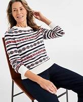 Style & Co Women's Crewneck Fair Isle Sweater, Created for Macy's