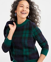 Style & Co Women's Plaid Crewneck Pullover Sweater, Created for Macy's