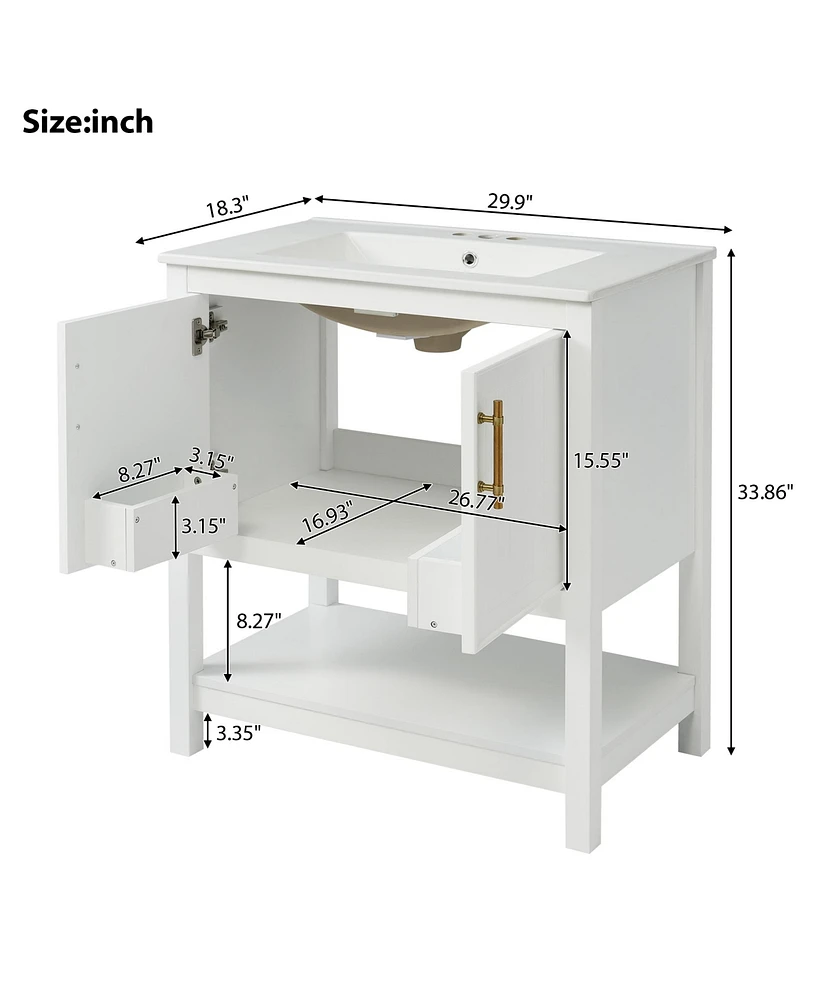 Simplie Fun 30-Inch Green Vanity with Sink and Storage