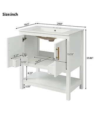 Streamdale Furniture 30-Inch Green Vanity with Sink and Storage