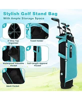 Junior Complete Golf Club Set with Stand Bag Rain Hood-Blue