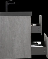 Wall-Mounted Floating Vanity with Quartz Top