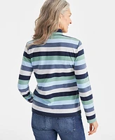 Style & Co Petite Block Striped Mock-Neck Top, Created for Macy's