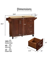 Drop Leaf Rolling Kitchen Island with Storage