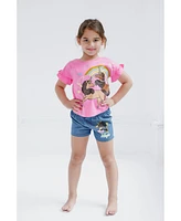 Afro Unicorn Toddler Girls T-Shirt and Chambray Shorts Outfit Set to