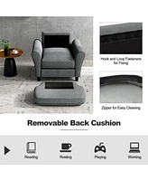 Sugift Modern Upholstered Accent Chair with Rubber Wood Legs