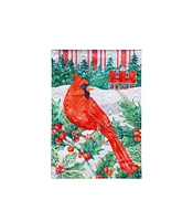 Evergreen Garden Flag Cardinal Holiday Farmhouse Moire Double Sided Indoor Outdoor Decor 18" x 12.5"