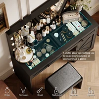 Vanity Table with Large Mirror, Led Lights, and 3 Drawers