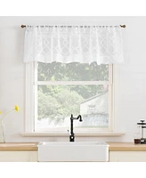 No. 918 Tina Geometric Clipped Semi-Sheer Rod Pocket Kitchen Single Curtain Valance, 54" x 15"