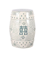 Jonathan Y Double Chinoiserie Ceramic Drum Garden Stool