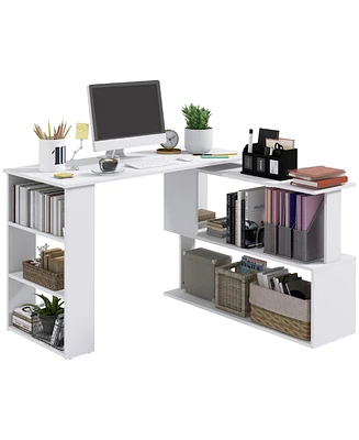 Simplie Fun Minimalist L-Shape Corner Desk with Storage Shelves