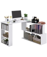 Simplie Fun Minimalist L-Shape Corner Desk with Storage Shelves