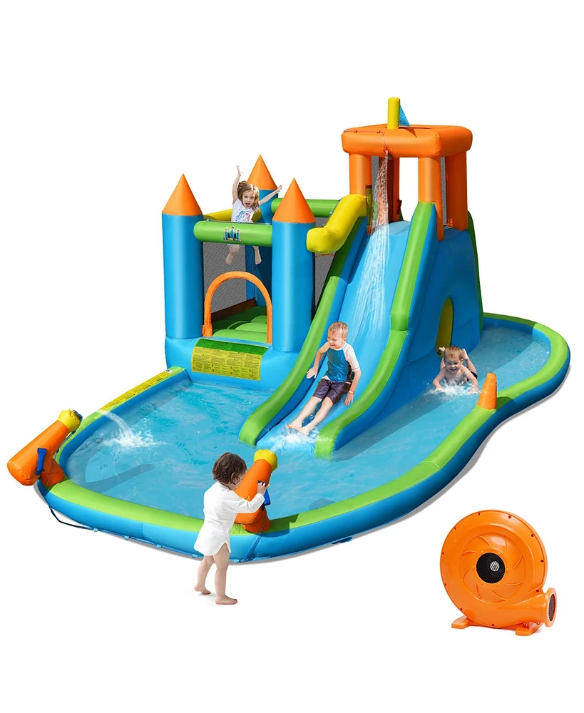 Costway Bountech Inflatable Water Slide Kids Bounce House Splash Water Pool w/ Blower