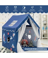 Costway Kids Playhouse Large Children Indoor Play Tent Gift w/ Cotton Mat Longer Curtain