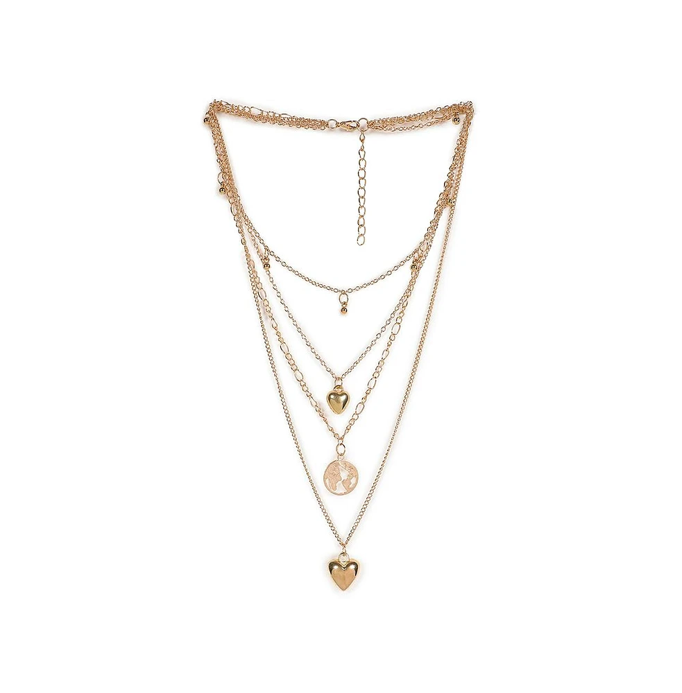 Sohi Women's Heart Layered Necklace