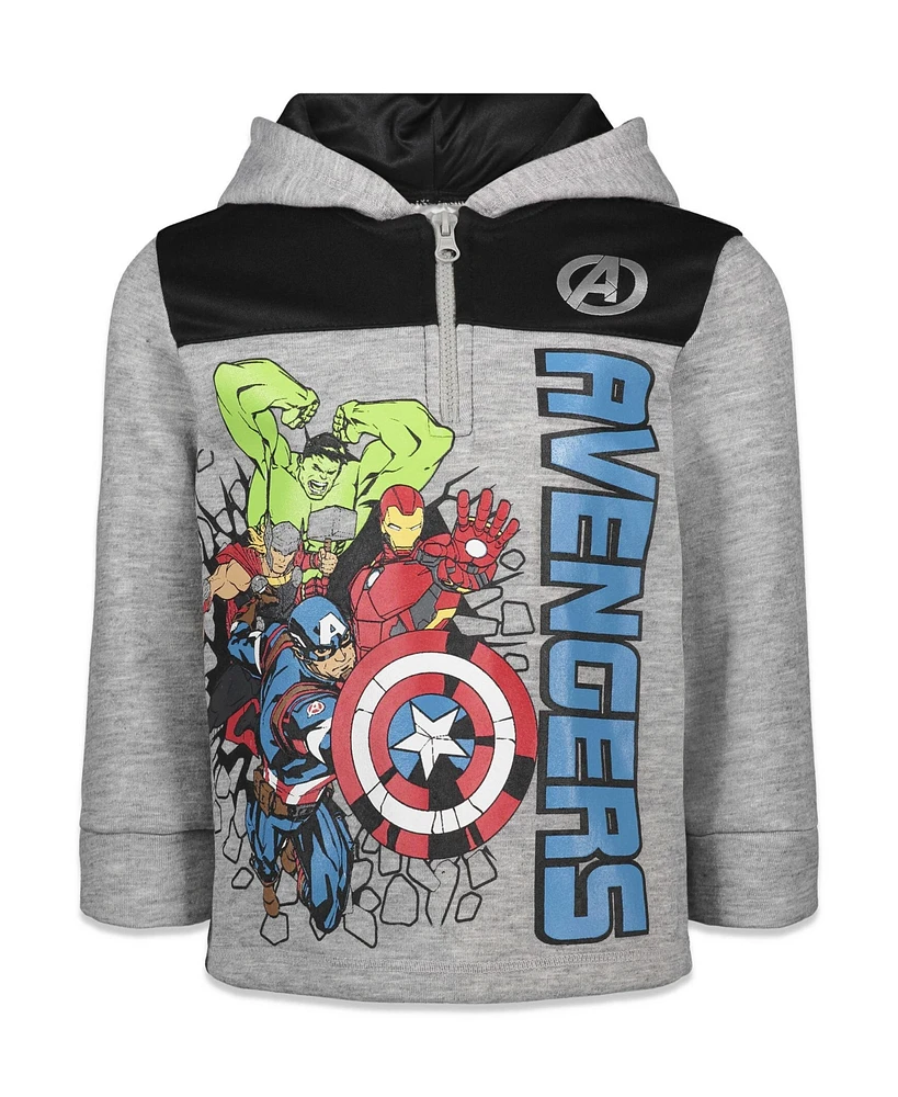 Marvel Toddler Boys Spider-Man Spider-Verse Avengers Hulk Black Panther Miles Morales Fleece Half Zip Hoodie to