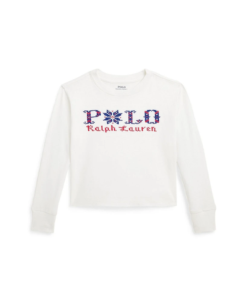 Polo Ralph Lauren Toddler and Little Girls Logo Cotton Boxy Long-Sleeve Tee