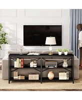 Tribesigns 70.9 Inch Extra Long Console Table, Modern Sofa Table Behind Couch Table with Storage Shelves, 3-Tier Industrial Hallway Entryway Table for