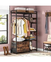 Tribesigns Freestanding Closet Organizer, Clothes Rack with Drawers and Shelves, Heavy Duty Garment Rack Hanging Clothing Wardrobe Storage Closet for