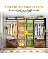 Tribesigns Freestanding Closet Organizer, Clothes Rack with Drawers and Shelves, Heavy Duty Garment Rack Hanging Clothing Wardrobe Storage Closet for