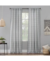 Castille Farmhouse Plaid Linen Semi-Sheer Rod Pocket Curtain Panel