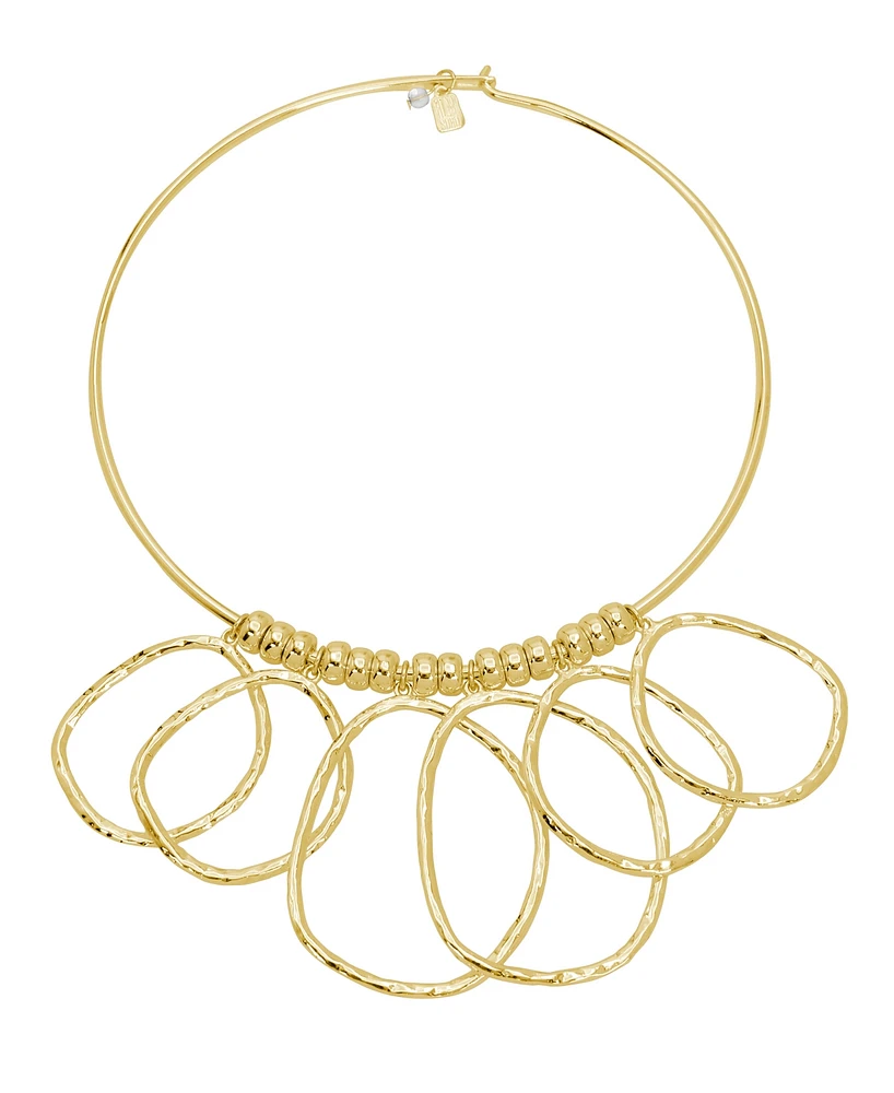 Robert Lee Morris Soho Gold Textured Ring Bib Wire Necklace