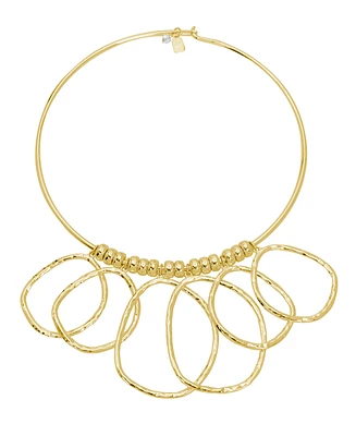 Robert Lee Morris Soho Gold Textured Ring Bib Wire Necklace