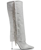 Steve Madden Women's Sanya Rhinestone Stiletto Cuffed Tall Dress Boots