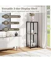 Skonyon 3-Tier Tall Metal Plant Stand Corner Plant Holder with Anti-tipping Device-Black & Gray