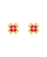 The Lovery Enamel Four Leaf Clover Stud Earrings 14K Gold