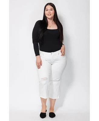 Slink Jeans Women's Mid Rise Wide Leg Crop