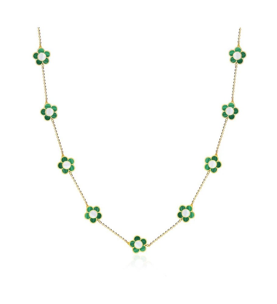 The Lovery Malachite Daisy Necklace 14K Gold