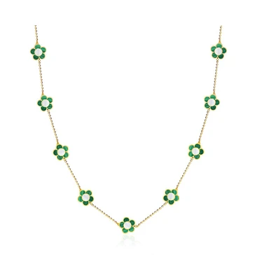 The Lovery Malachite Daisy Necklace 14K Gold