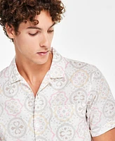 Sun + Stone Men's Becker Regular-Fit Medallion-Print Button-Down Camp Shirt, Created for Macy's