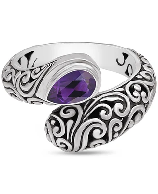 Devata Amethyst & Bali Filigree Ring in Sterling Silver