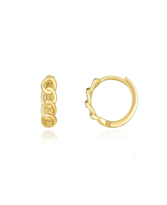 The Lovery Curb Huggie Hoop Earrings 14K Gold