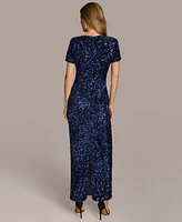 Donna Karan New York Women's Sequin Short-Sleeve Gown