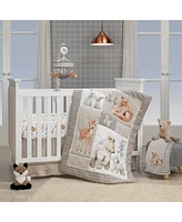 Lambs & Ivy Painted Forest Gray/Beige Fox and Bear Baby Crib Musical Mobile