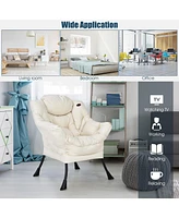 Modern Polyester Fabric Lazy Chair Single Sofa w/ Side Pocket