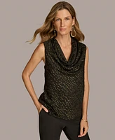 Donna Karan New York Women's Sleeveless Metallic Cowlneck Top