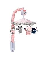 Lambs & Ivy Forever Friends Pink/Gray Woodland Owl/Fox Musical Baby Crib Mobile