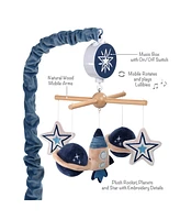 Lambs & Ivy Sky Rocket Planets/Stars Musical Baby Crib Mobile Soother Toy- Blue