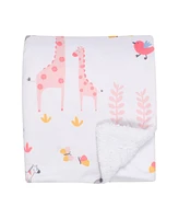 Lambs & Ivy Jazzy Jungle White Fleece Safari Animals Soft Baby Blanket
