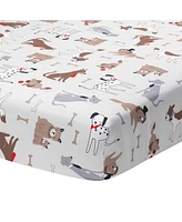 Lambs & Ivy Bow Wow Gray/Tan Dog/Puppy Nursery 4-Piece Baby Crib Bedding Set