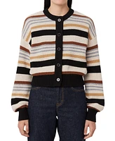 Frank and Oak Women's Striped Wool Blend Button-Front Cardigan